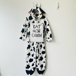 Chick-fil-A Cow Kids Halloween Costume Sz 2T - 4T Black White Hat Sign Worn 1x